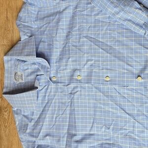 BROOKS BROTHERS Regents Fit Yellow Checkered Dress Shirt sz 17  36